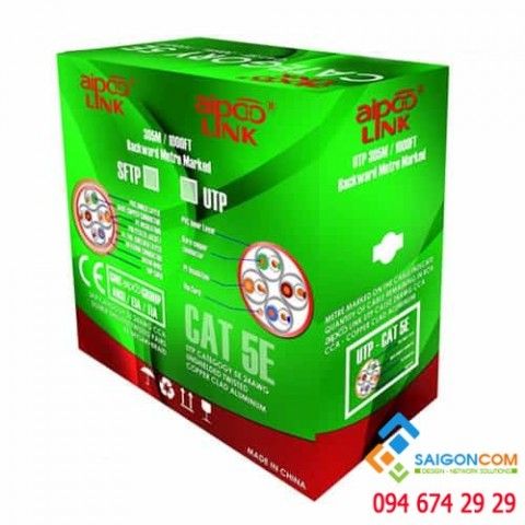 Cáp mạng Aipoo Link CCA CAT5E Hợp Kim, 24AWG 0.511mm, PVC