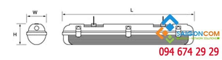 kích thước máng đèn chống thấm