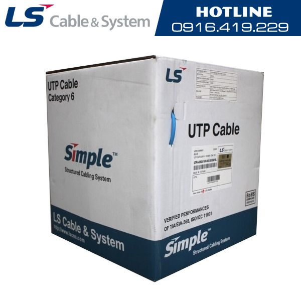 Cáp mạng LS CAT6 UTP 4 pair, 24AWG | P/N: UTP-G-C6G-E1VN-X 0.5X004P/BL